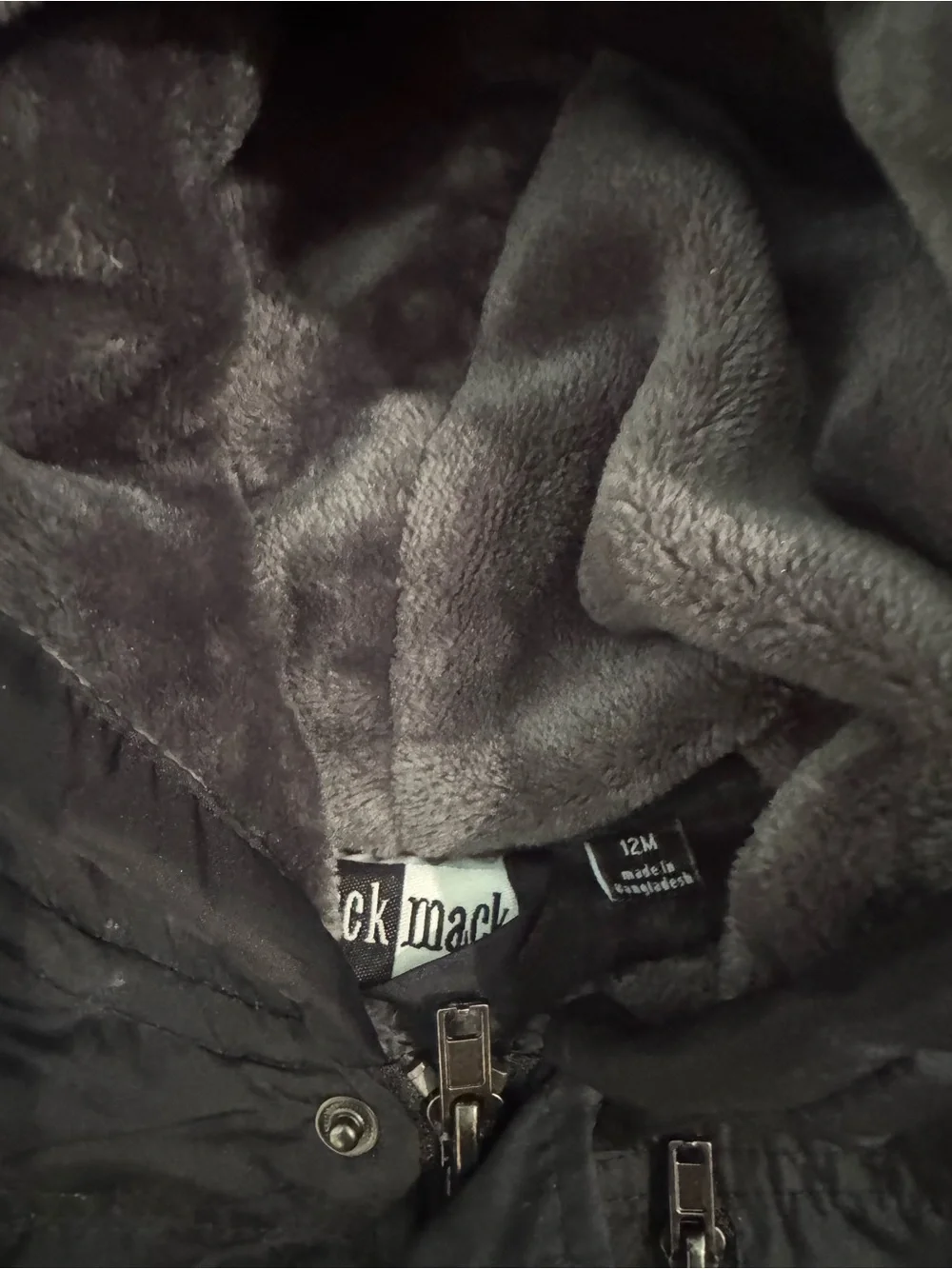 Mick Mack Black Hooded Puffer Jacket with Faux Fur Trim
